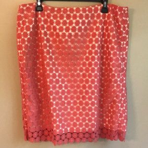 Talbots coral flower eyelet skirt